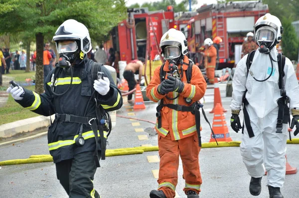 Seremban Malasia Febrero 2015 Las Fuerzas Especiales Hazmat Fire Rescue —  Fotos de Stock