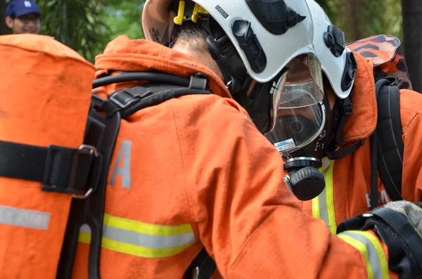 Seremban Malásia Fevereiro 2015 Forças Especiais Hazmat Fire Rescue Departamento — Fotografia de Stock