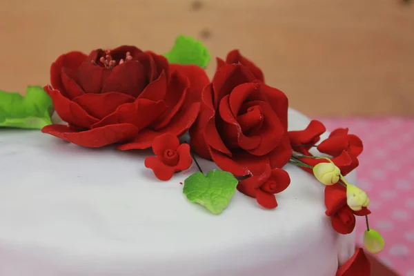 Delicioso Pastel Decorado Con Flores Elementos Florales — Foto de Stock