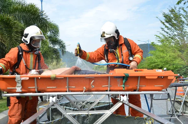 Seremban Malásia Fevereiro 2015 Forças Especiais Hazmat Fire Rescue Departamento — Fotografia de Stock