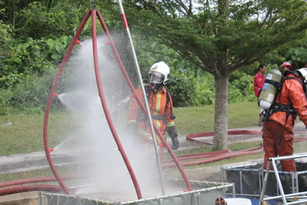 Seremban Malásia Fevereiro 2015 Forças Especiais Hazmat Fire Rescue Departamento — Fotografia de Stock