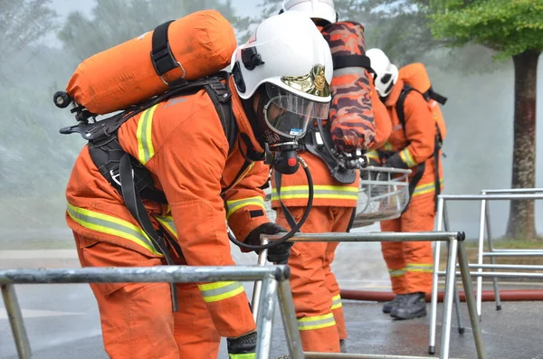 Seremban Malasia Febrero 2015 Las Fuerzas Especiales Hazmat Fire Rescue —  Fotos de Stock