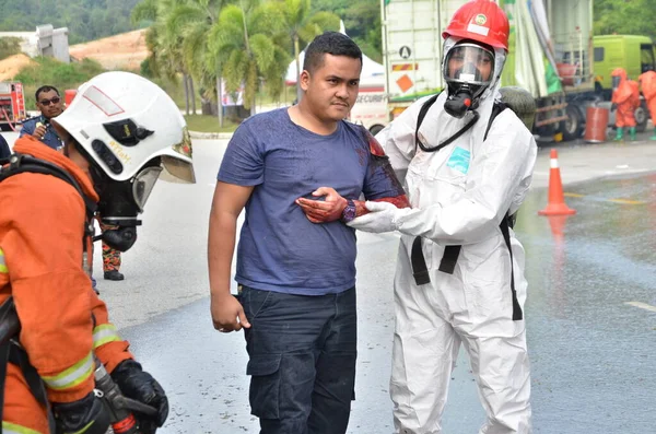 Seremban Malaysia Februari 2015 Specialstyrkorna Hazmat Fire Rescue Department Malaysia — Stockfoto