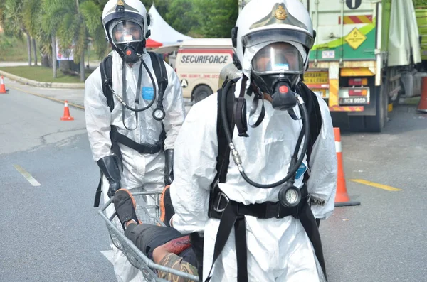 Seremban Malezja Lutego 2015 Siły Specjalne Hazmat Straży Pożarnej Ratowniczej — Zdjęcie stockowe