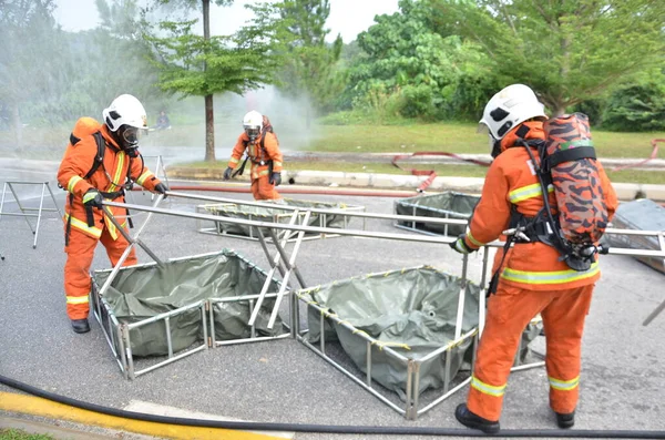 Seremban Malasia Febrero 2015 Las Fuerzas Especiales Hazmat Fire Rescue —  Fotos de Stock