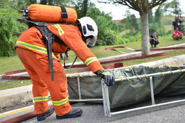 Seremban Malasia Febrero 2015 Las Fuerzas Especiales Hazmat Fire Rescue —  Fotos de Stock