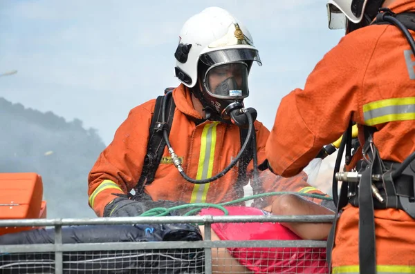 Seremban Malásia Fevereiro 2015 Forças Especiais Hazmat Fire Rescue Departamento — Fotografia de Stock