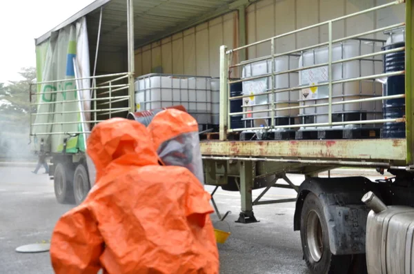 Seremban Malásia Fevereiro 2015 Forças Especiais Hazmat Fire Rescue Departamento — Fotografia de Stock