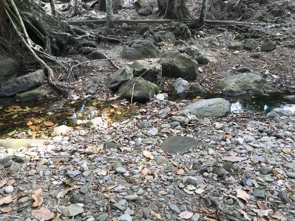 the waterfall is dry due to the hot weather