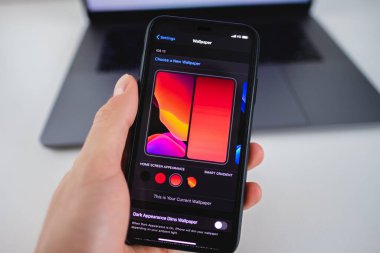 iOS 14 ile iPhone ekranda.