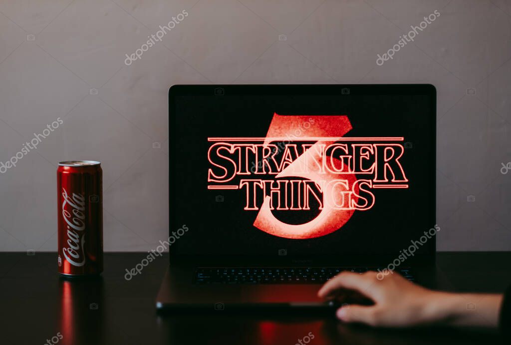 Stranger Things 3 from Netflix TV series Poster, the laptop with shot of Stranger Things Season 3.
