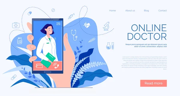 Conceptul Consiliere Medicală Online — Vector de stoc