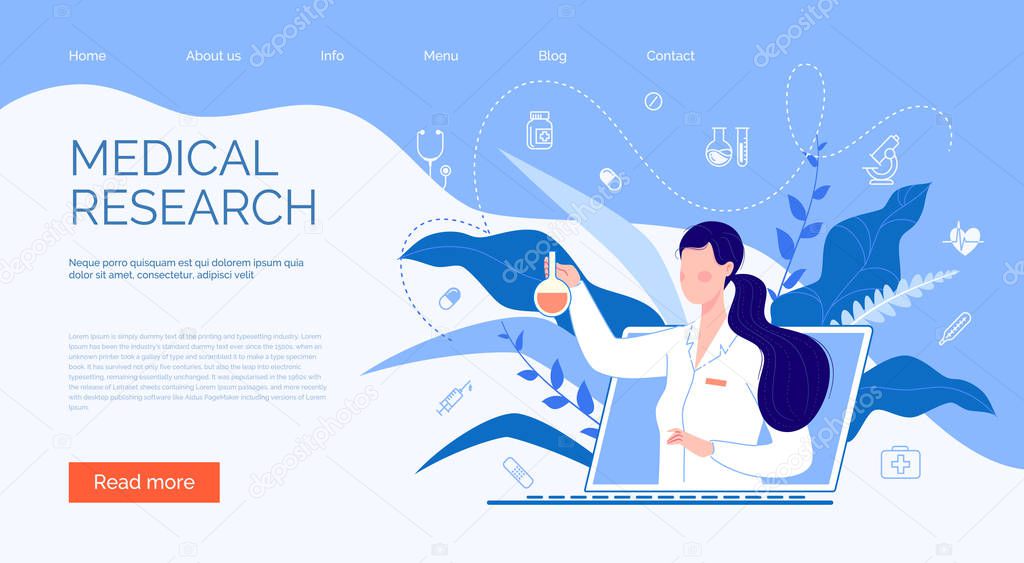 Medical research. Information Poster about Online Medical Services.