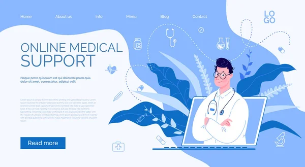 Línea Consultation Medical Support — Vector de stock