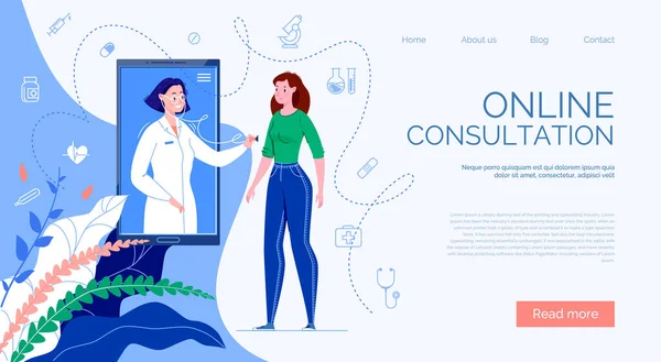 Pasien Bertemu Dengan Dokter Online Melalui Aplikasi Telepon Dan Menerima - Stok Vektor