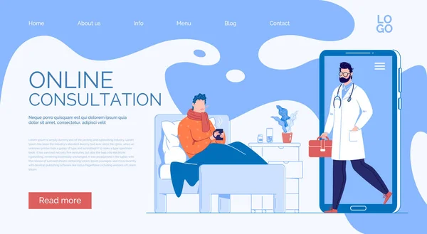 Telefonvideoanruf Beim Arzt Durch Die Anwendung Auf Dem Smartphone Online — Stockvektor
