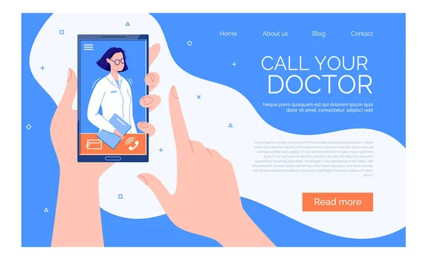 Інформаційний Плакат Про Онлайнові Медичні Послуги Докторе Концепція Онлайн Медичної — стоковий вектор