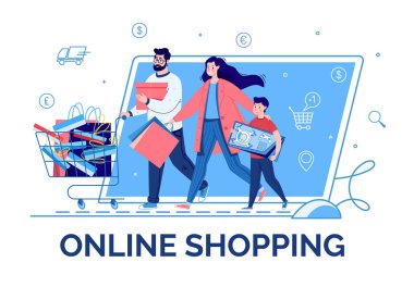 Siteden alışveriş yapıyor. Mobil uygulama. Çevrimiçi pazarlama kavramı.