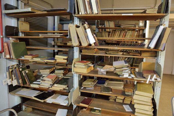 Shelves with books