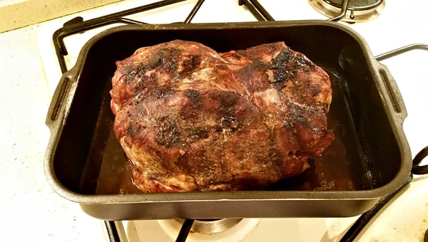 Baked pork ham with garlic — Stock Photo, Image
