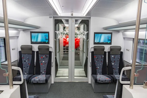 Inside the first in Russia two-story high-speed Aeroexpress — Stock Photo, Image