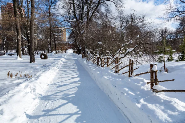 Chemin pour les piétons dans le parc d'hiver — Photo