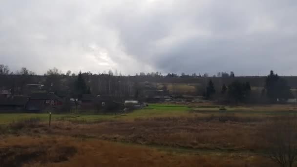 Landscape Middle Part Russia Moving High Speed Train Cloudy Day — ストック動画