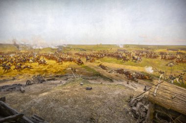 Panorama of the Battle of Borodino by artist Franz Roubaud. Moscow, Russia