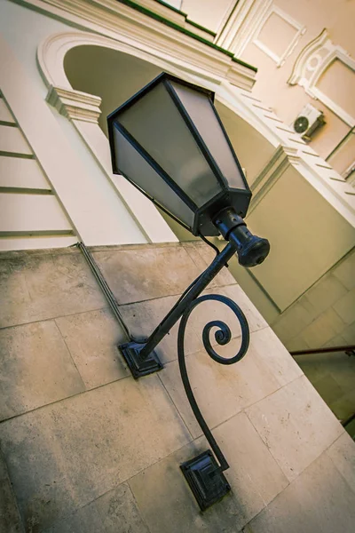 Vintage black iron street lamp — Stock Photo, Image