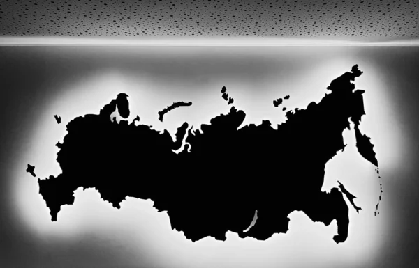 Черный Силуэт Карты Российской Федерации Стене Комнаты — стоковое фото