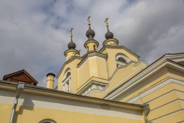 Moscow, Russia - March 9, 2020: Exterior of the Church of the Intercession of the Holy Virgin in Krasnoye Selo