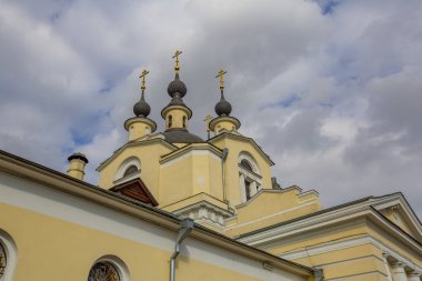 Moscow, Russia - March 9, 2020: Exterior of the Church of the Intercession of the Holy Virgin in Krasnoye Selo