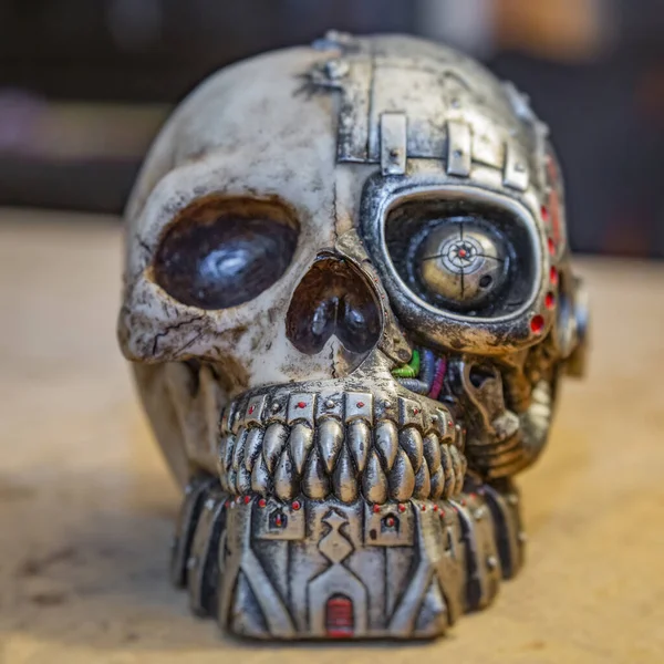 Crânio Humano Brinquedo Plástico Com Elementos Ferro Robô — Fotografia de Stock