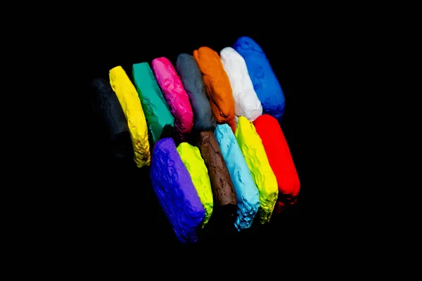 Яркие Разноцветные Кусочки Пластилина Творчества Развития Навыков Детства — стоковое фото