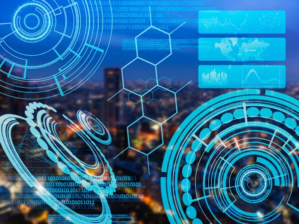 Cyber hud elektronik ve fütüristik dokunmatik arayüzü c olarak kullanılan — Stok fotoğraf