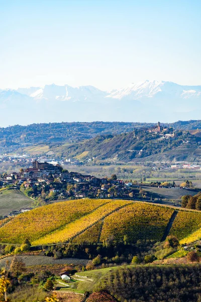 Autumn in northern italy region called langhe with colorful wine — Stock Photo, Image
