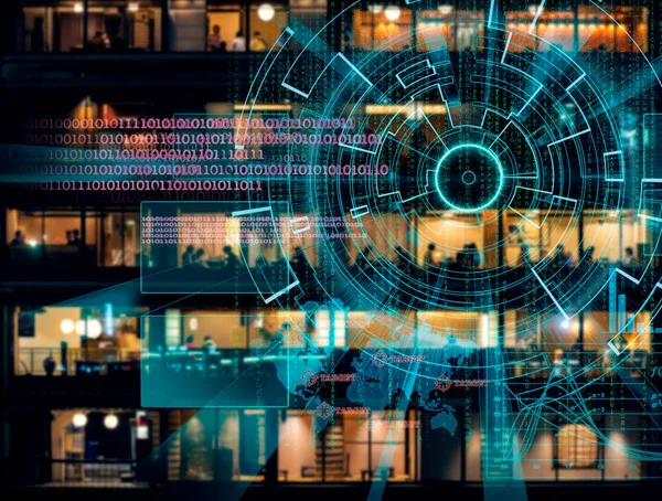 bir gece şehir Cyber lazer hedef arka plan bulanık