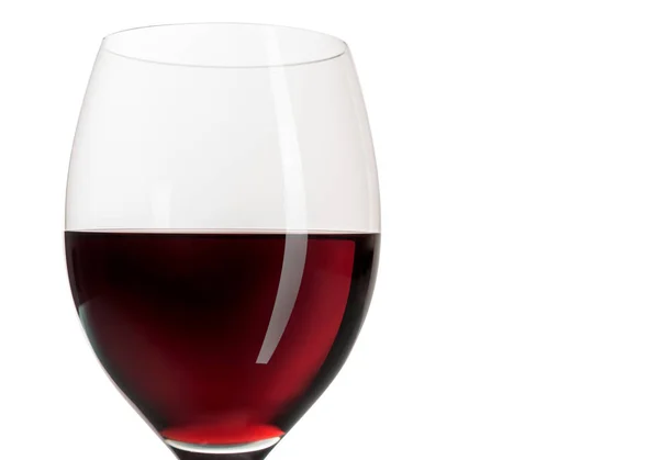 Red wine goblet glass on white background and copyspace — Stock Photo, Image