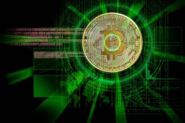 Cyber lazer hud üzerinde bitcoin cryptocurrency odaklanarak kavram olarak