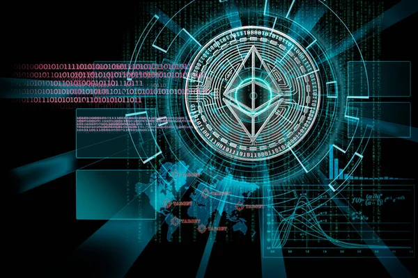Cyber hud laser su ethereum come concetto di focus su cryptocurrenc — Foto Stock