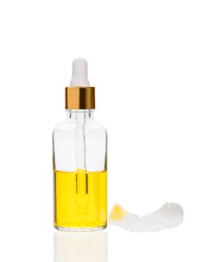 Pipetli ve kozmetik yağlı cam kavanoz..