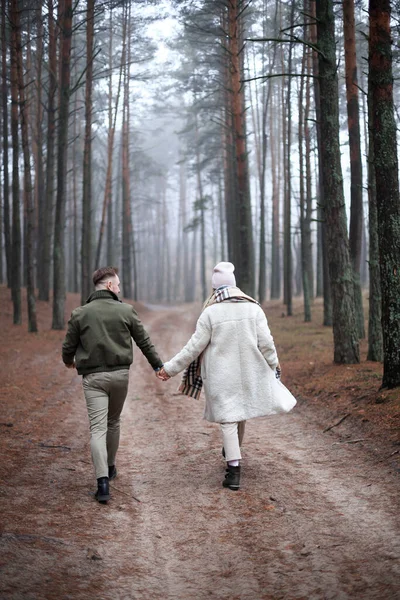 Ormanda Kış Pikniği Kış Sisli Ormanlarında Aşk Hikayesi Sevgililer Günü — Stok fotoğraf