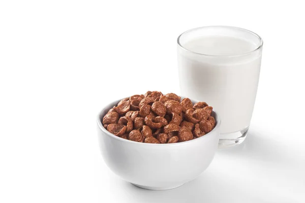 Cereal and milk on white background. — Stock Photo, Image