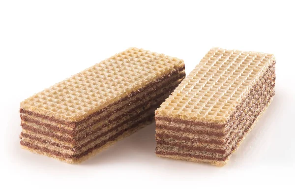 Biscoitos Wafer isolados sobre fundo branco — Fotografia de Stock