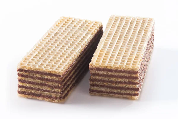 Biscoitos Wafer isolados sobre fundo branco — Fotografia de Stock