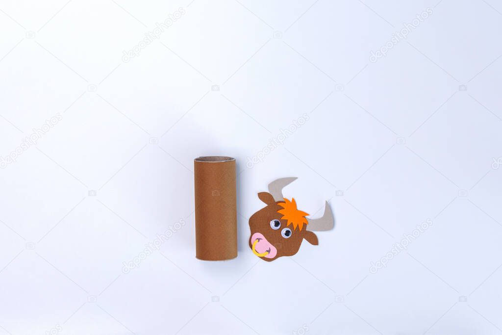 easy bull toilet paper roll craft concept for kid and kindergarten, year of the ox