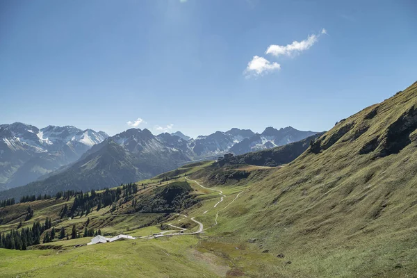 Oberstdorf Pohled Alpy Panorama Schlappold Lake Cable Car Station Schlappold — Stock fotografie