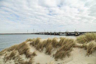 Domburg - Doğu Scheldt Fırtına Dalgalanma Bariyeri, Zeeland, Hollanda, 19.03.2019