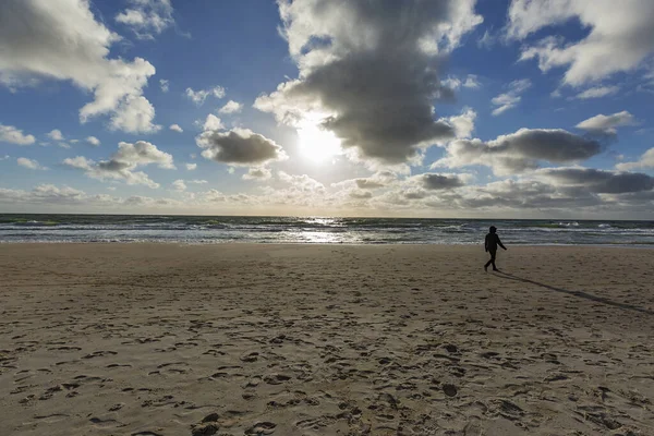 Sylt Veduta Wenningstedt Con Una Sola Passeggiata Sulla Spiaggia Schleswig — Foto Stock