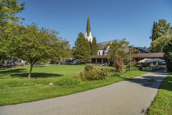 Oberstdorf Veduta Dal Parco Alla Chiesa San Giovanni Battista Baviera — Foto Stock